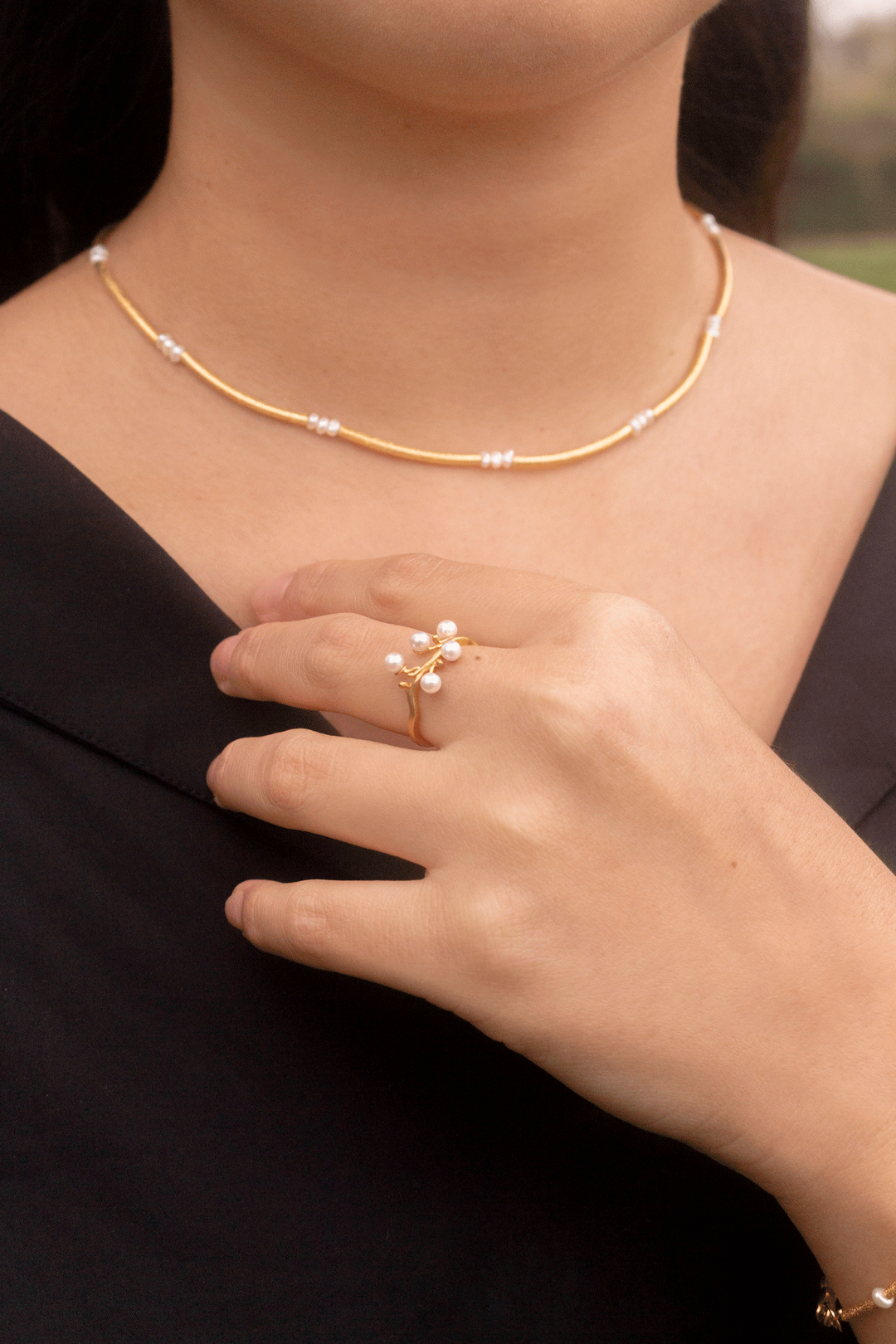 Perlenzweig Ring